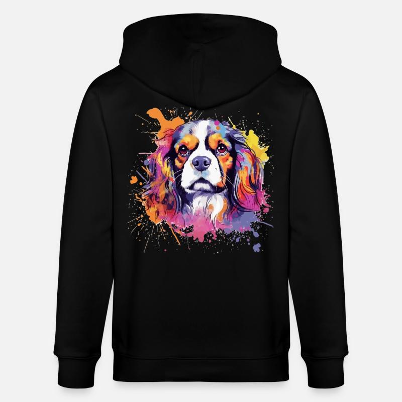 Cavalier King Charles Spaniel Splash Art - Veste à capuche bio CULTIVATOR Stanley/Stella Unisexe - noir