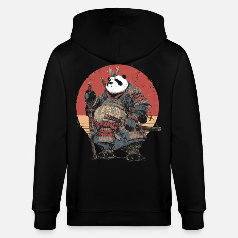 Panda-Samurai in robuster Rüstung - Stanley/Stella Unisex Bio-Kapuzenjacke CULTIVATOR  - Schwarz