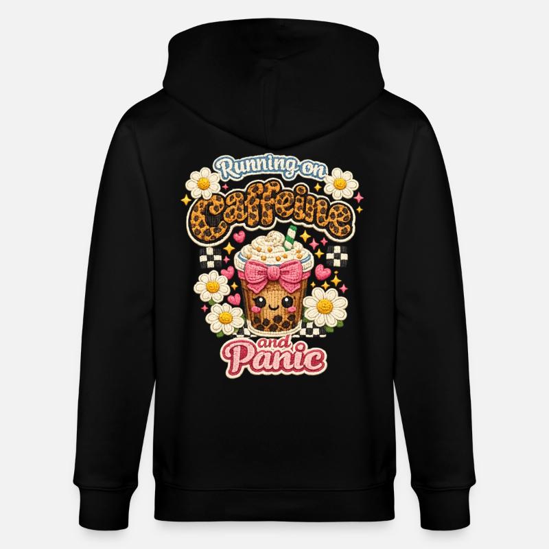 Coffee Panic Leopard Shine Caffeine - Stanley/Stella CULTIVATOR  Unisex Organic Hooded Jacket - black
