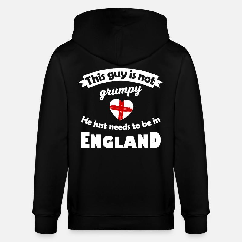 Not grumpy: He needs England - Stanley/Stella CULTIVATOR Unisex Organic Hooded Jacket - black
