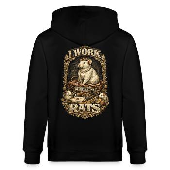Farbratte Fancy Rat Je travaille pour subvenir aux besoins de mes rats - Veste à capuche bio CULTIVATOR Stanley/Stella Unisexe - noir - Dos - Anna (173cm)