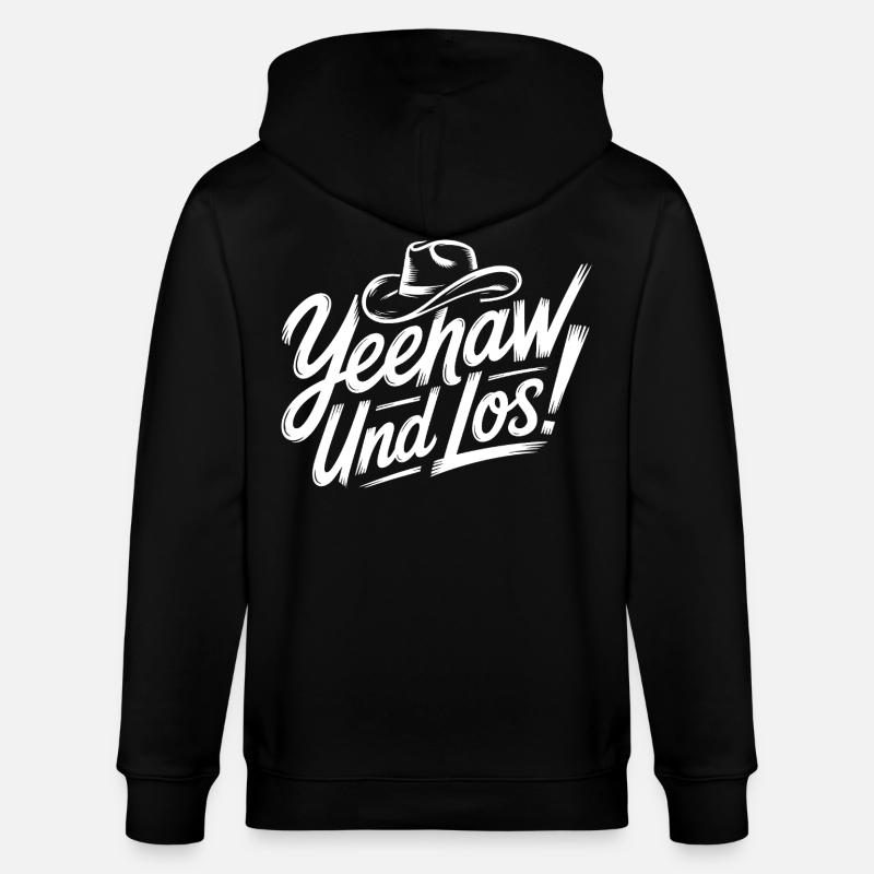 yes and go! Western Script - Stanley/Stella CULTIVATOR  Unisex Organic Hooded Jacket - black