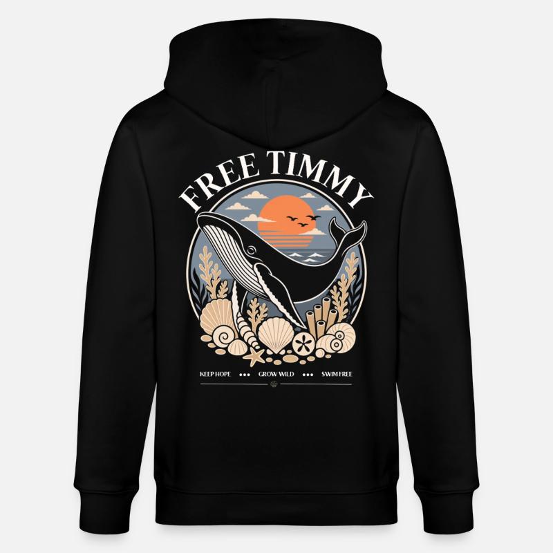 Buckelwal Timmy Hope Statement Merch - Stanley/Stella Unisex Bio-Kapuzenjacke CULTIVATOR  - Schwarz