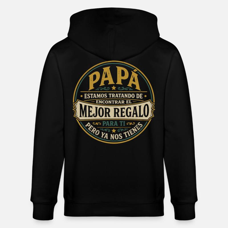 Papa Beste Geschenk Kinder Spanisch Design - Stanley/Stella Unisex Bio-Kapuzenjacke CULTIVATOR - Schwarz