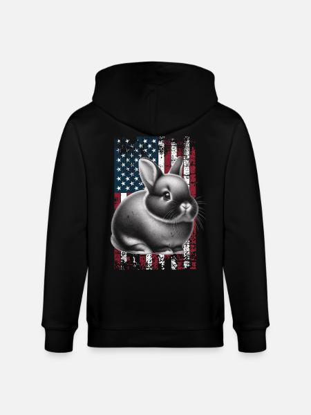 Dwarf Rabbit US Zwergkaninchen - Stanley/Stella CULTIVATOR Unisex Organic Hooded Jacket - black