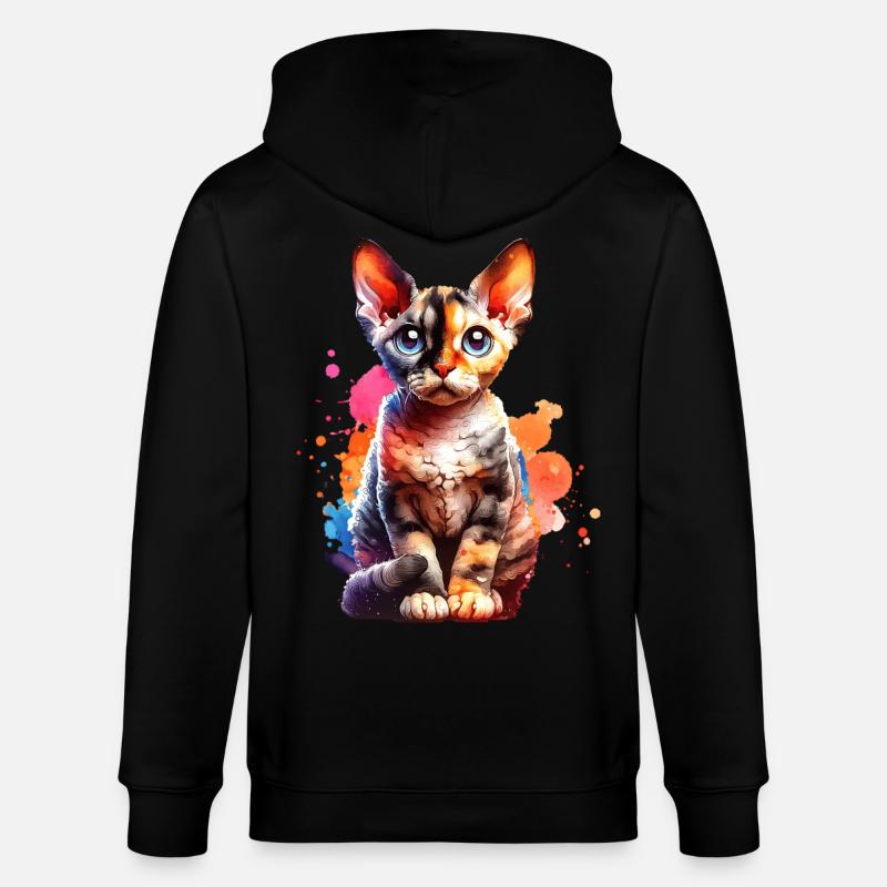 Devon Rex Geschenk - Stanley/Stella Unisex Bio-Kapuzenjacke CULTIVATOR  - Schwarz
