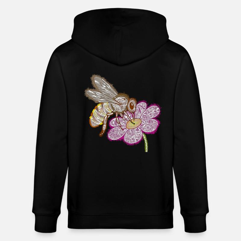 Zentangle Bee - Veste à capuche bio CULTIVATOR Stanley/Stella Unisexe - noir