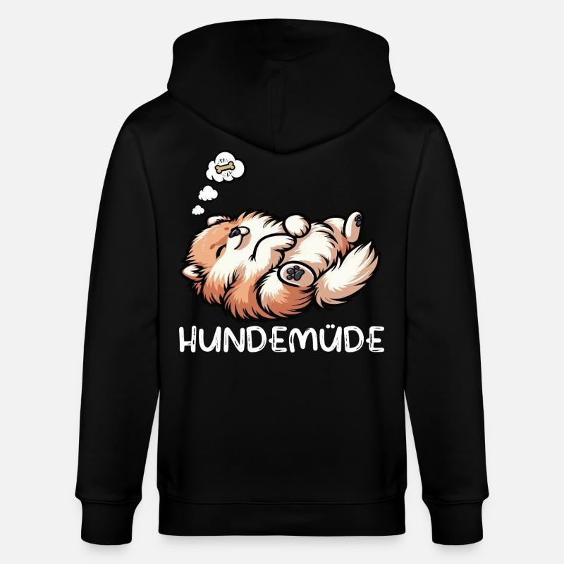 Hundemüde Zwergspitz Zwergspitze Spitzhund Spitz - Stanley/Stella Unisex Bio-Kapuzenjacke CULTIVATOR  - Schwarz