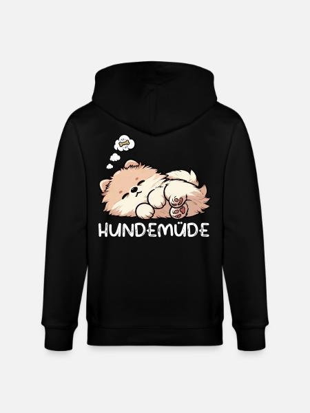 Hundemüde Zwergspitz Zwergspitze Spitzhund Spitz - Stanley/Stella Unisex Bio-Kapuzenjacke CULTIVATOR - Schwarz