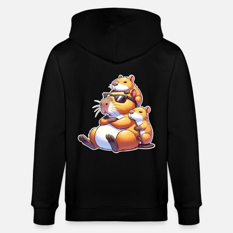 Capybara Papa - Stanley/Stella Unisex Bio-Kapuzenjacke CULTIVATOR - Schwarz