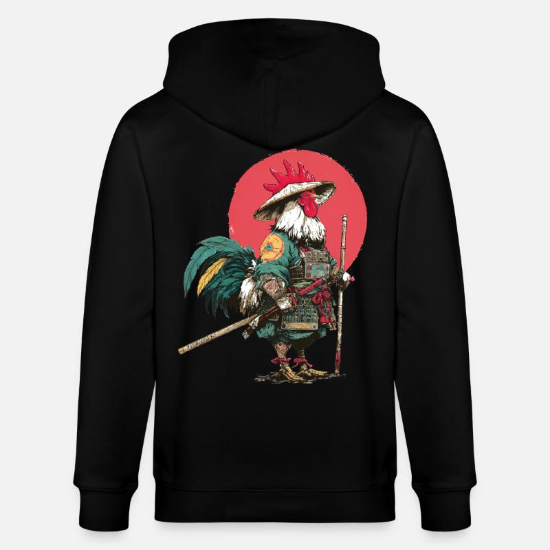 Samouraï Coq en armure - Veste à capuche bio CULTIVATOR Stanley/Stella Unisexe - noir