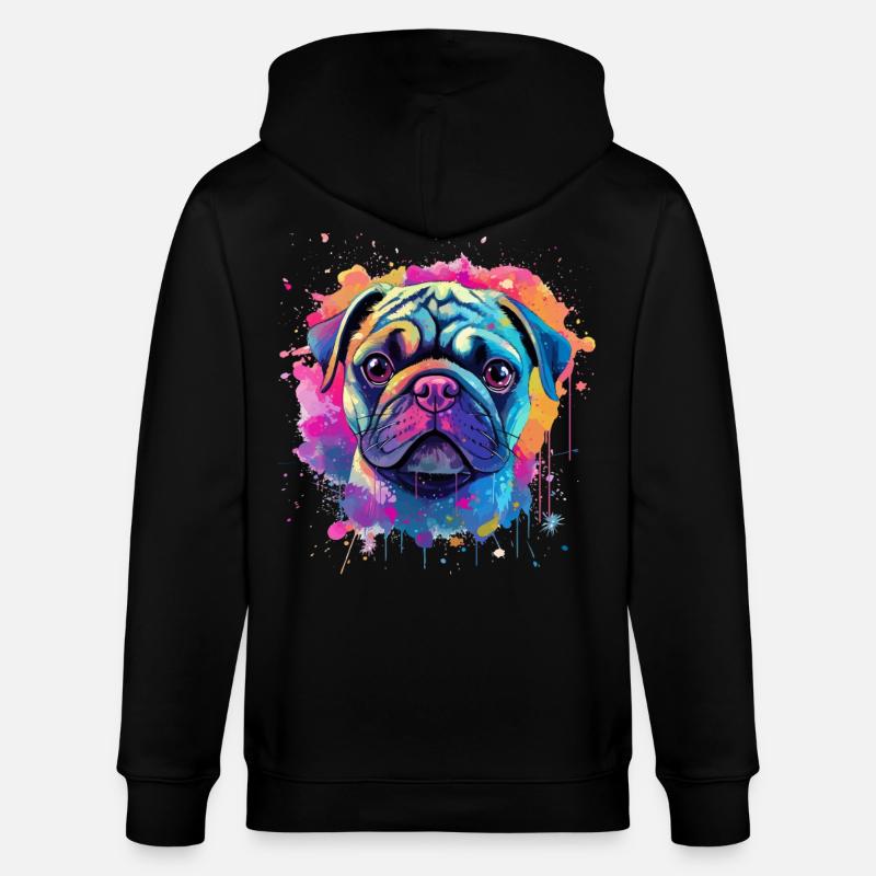 Portrait vibrant de Carlin Splash - Veste à capuche bio CULTIVATOR Stanley/Stella Unisexe - noir