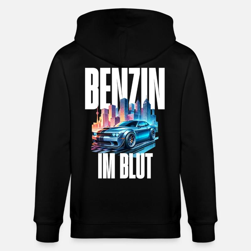 Benzin im Blut Neon - Stanley/Stella Unisex Bio-Kapuzenjacke CULTIVATOR - Schwarz