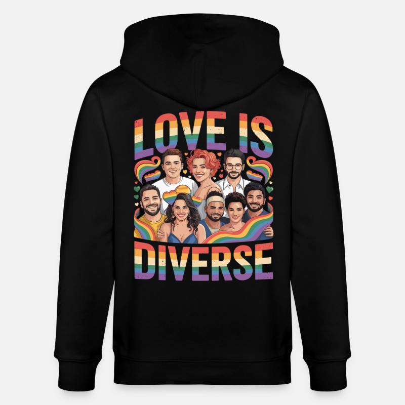 Love Is Diverse Pride Regenbogen - Stanley/Stella Unisex Bio-Kapuzenjacke CULTIVATOR  - Schwarz