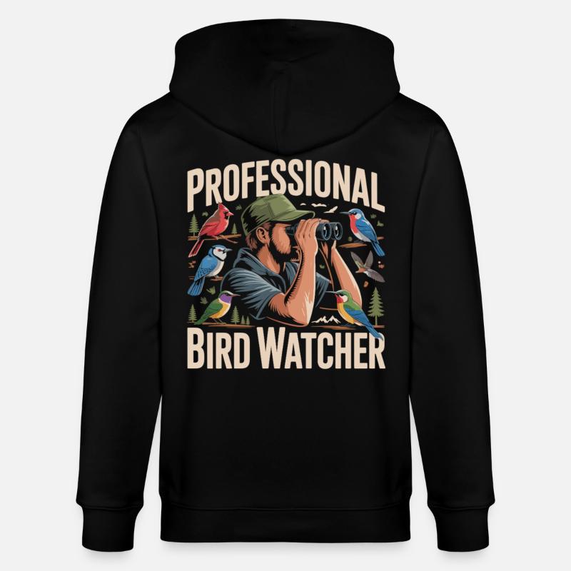 Professional Bird Watcher Vogelbeobachter - Stanley/Stella Unisex Bio-Kapuzenjacke CULTIVATOR  - Schwarz