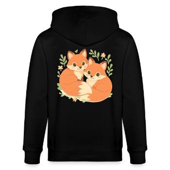 Deux adorables renards blottis dans la forêt - Veste à capuche bio CULTIVATOR Stanley/Stella Unisexe - noir - Dos - Anna (173cm)