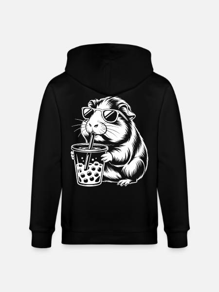 Guinea pig with sunglasses - Stanley/Stella CULTIVATOR Unisex Organic Hooded Jacket - black
