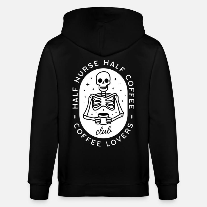Krankenschwester Kaffee pflegt dunklen Humor-Skelett - Stanley/Stella Unisex Bio-Kapuzenjacke CULTIVATOR  - Schwarz