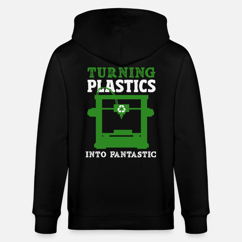Turning Plastic Into Awesome 3D Printer - Stanley/Stella CULTIVATOR  Unisex Organic Hooded Jacket - black