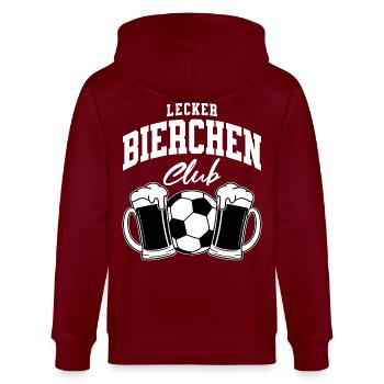 Lecker Bierchen Club Fußball - Stanley/Stella Unisex Bio-Kapuzenjacke CULTIVATOR  - Burgunderrot - Hinten - Anna (173cm)