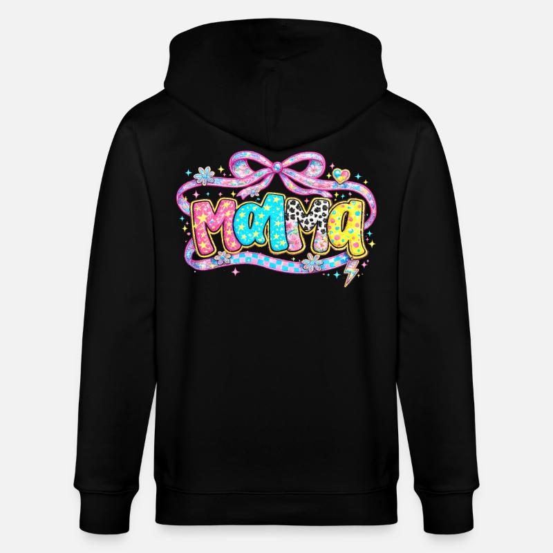 Mama-Geschenk: Retro Mama-Optik und Glitzer - Stanley/Stella Unisex Bio-Kapuzenjacke CULTIVATOR  - Schwarz