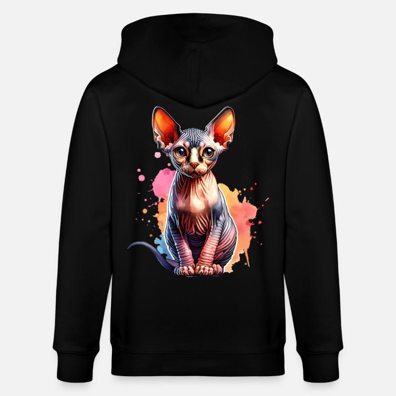 Sphynx Cat Gift - Stanley/Stella CULTIVATOR  Unisex Organic Hooded Jacket - black