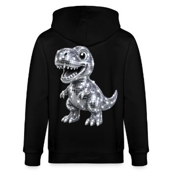 Süßer Dino T-Rex Disco Glitzer 80s 90s - Stanley/Stella Unisex Bio-Kapuzenjacke CULTIVATOR  - Schwarz - Hinten - Anna (173cm)
