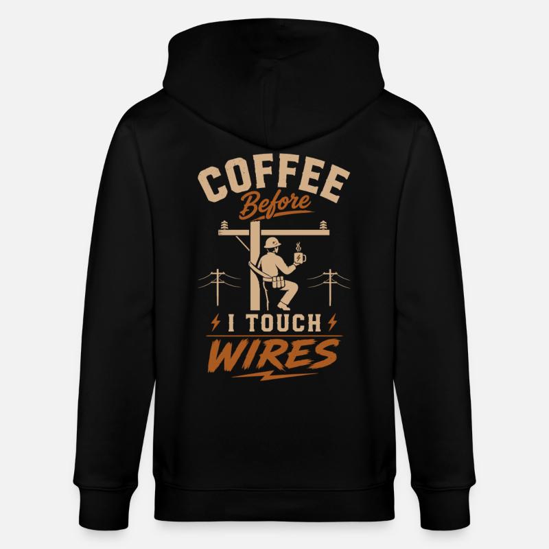 Café avant de toucher les câbles - Veste à capuche bio CULTIVATOR Stanley/Stella Unisexe - noir
