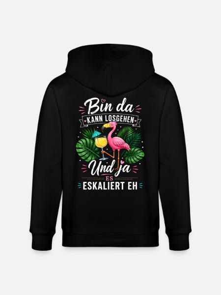 Bin da Eskaliert Flamingo Party - Stanley/Stella Unisex Bio-Kapuzenjacke CULTIVATOR  - Schwarz