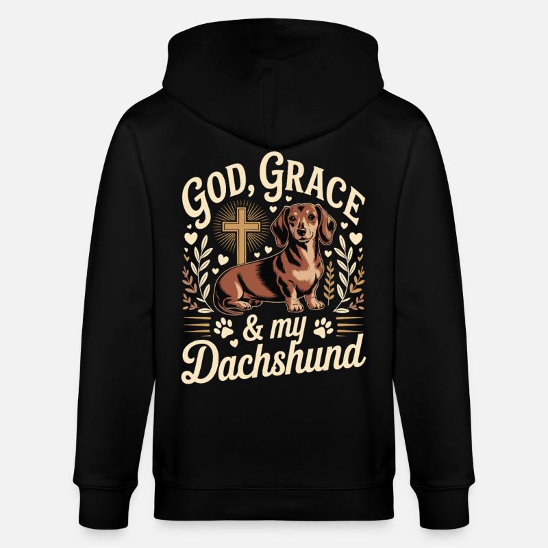 God Grace Dackel - Stanley/Stella Unisex Bio-Kapuzenjacke CULTIVATOR  - Schwarz
