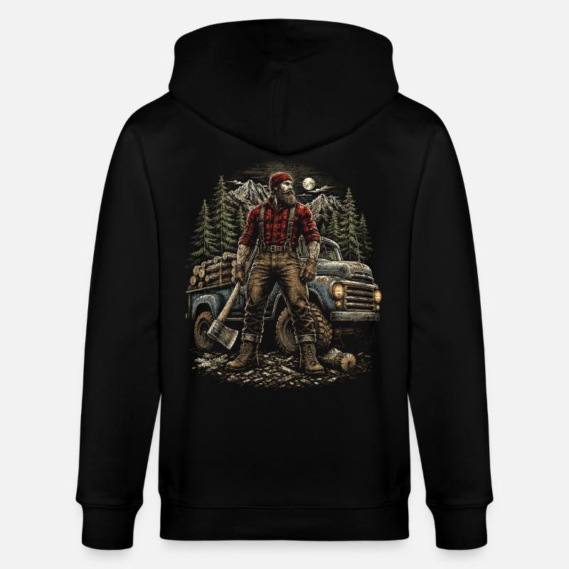 Bûcherons, coupe-arbres, bûcherons, - Veste à capuche bio CULTIVATOR Stanley/Stella Unisexe - noir