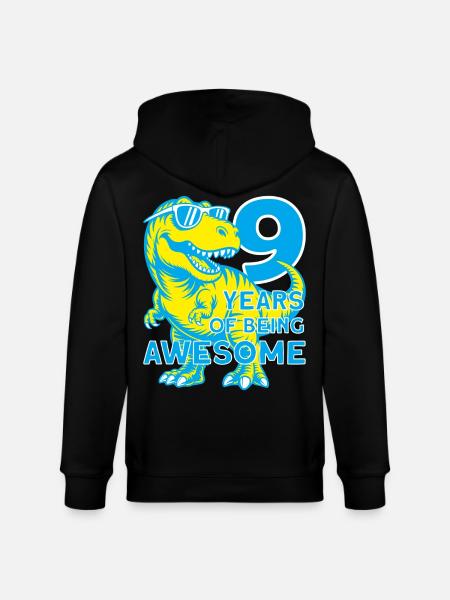 DINO 9 YEARS DINOSAUR 9TH BIRTHDAY - Stanley/Stella CULTIVATOR  Unisex Organic Hooded Jacket - black