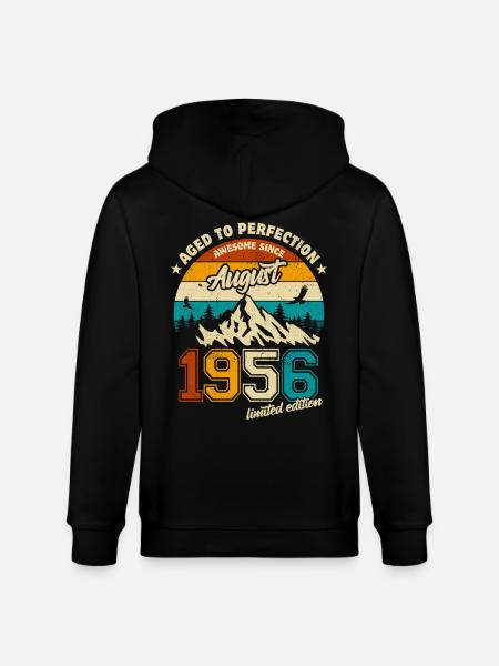 August 1956 | Aged to perfection | Birthday - Stanley/Stella CULTIVATOR Unisex Organic Hooded Jacket - black