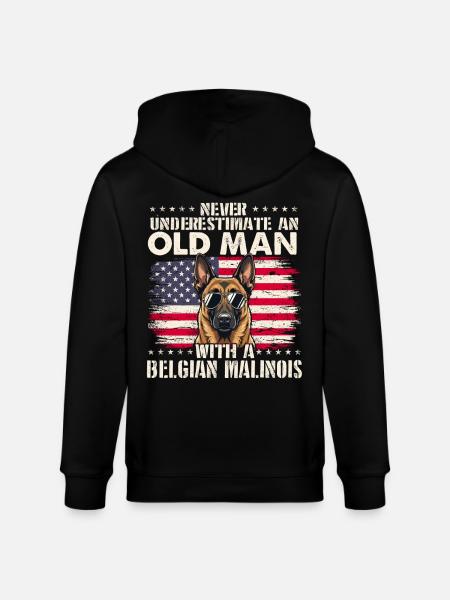 Old Man Belgian Malinois Never Underestimate - Stanley/Stella CULTIVATOR Unisex Organic Hooded Jacket - black