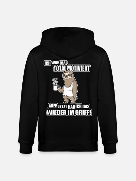 Faultier Spruch – War mal motiviert - Stanley/Stella Unisex Bio-Kapuzenjacke CULTIVATOR - Schwarz