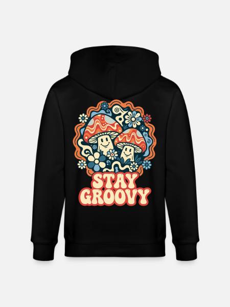 Stay Groovy Retro Pilze - Stanley/Stella Unisex Bio-Kapuzenjacke CULTIVATOR - Schwarz