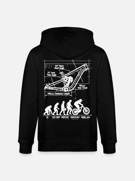 MTB Evolution Blueprint: Full Suspension Frame - Stanley/Stella CULTIVATOR Unisex Organic Hooded Jacket - black