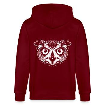 Owl / Eagle Owl / Owl - Stanley/Stella CULTIVATOR  Unisex Organic Hooded Jacket - burgundy - Back - Anna (173cm)