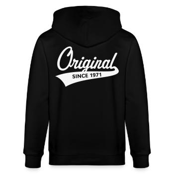 Original Since 1971 (Geburtsjahr, Geburtstag / W) - Stanley/Stella Unisex Bio-Kapuzenjacke CULTIVATOR  - Schwarz - Hinten - Anna (173cm)