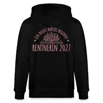 Rente Abschied 2027 Kollegin Neues Kapitel - Stanley/Stella Unisex Bio-Kapuzenjacke CULTIVATOR  - Schwarz - Hinten - Anna (173cm)