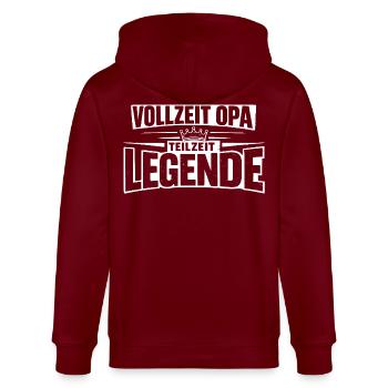 Full-time grandpa, part-time legend - Stanley/Stella CULTIVATOR  Unisex Organic Hooded Jacket - burgundy - Back - Anna (173cm)