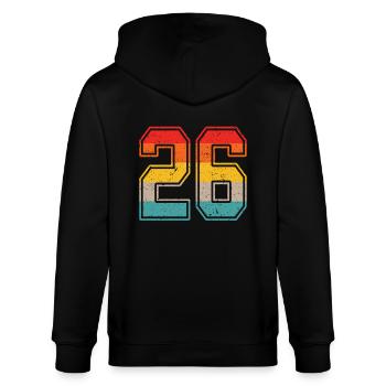 26 Jahre Retro Trikot Nummer 26 T-shirt Nummer 26 - Stanley/Stella Unisex Bio-Kapuzenjacke CULTIVATOR  - Schwarz - Hinten - Anna (173cm)