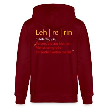 Lehrerin - Stanley/Stella Unisex Bio-Kapuzenjacke CULTIVATOR  - Burgunderrot - Hinten - Anna (173cm)