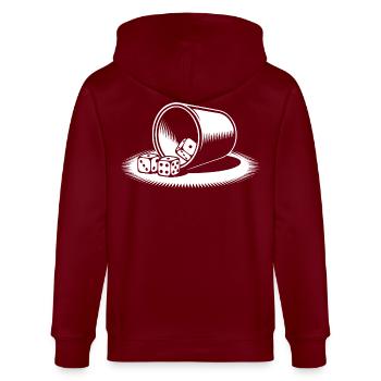 Schocken Team Schock Out! Dice Puzzle Jule - Stanley/Stella CULTIVATOR  Unisex Organic Hooded Jacket - burgundy - Back - Anna (173cm)