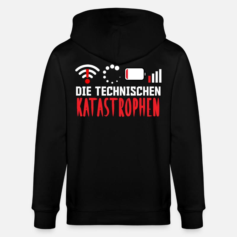 Nerd Computer THE TECHNICAL CATASTROPHES FUNNY - Stanley/Stella CULTIVATOR  Unisex Organic Hooded Jacket - black