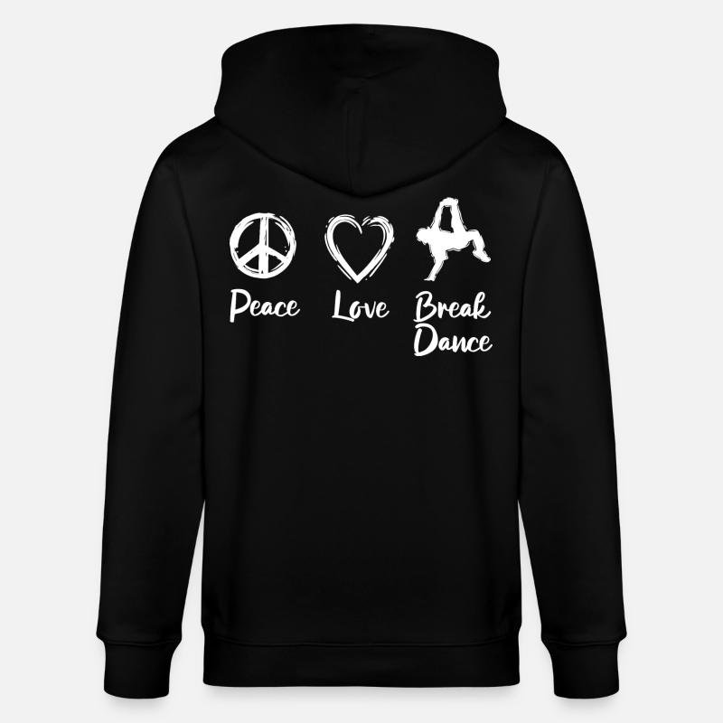 Paix Amour Break Dance - Veste à capuche bio CULTIVATOR Stanley/Stella Unisexe - noir