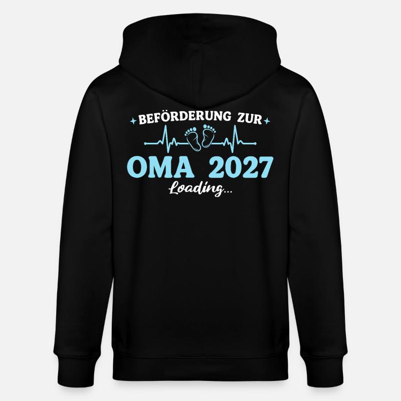 Oma 2027 Beförderung Großmutter Geschenk - Stanley/Stella Unisex Bio-Kapuzenjacke CULTIVATOR  - Schwarz
