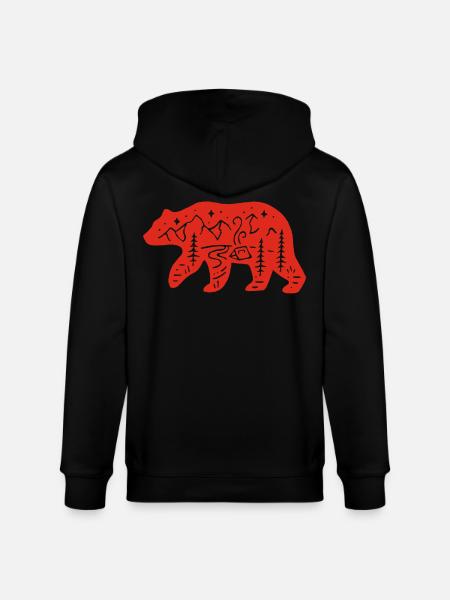 Red bear totem of nature - Stanley/Stella CULTIVATOR  Unisex Organic Hooded Jacket - black