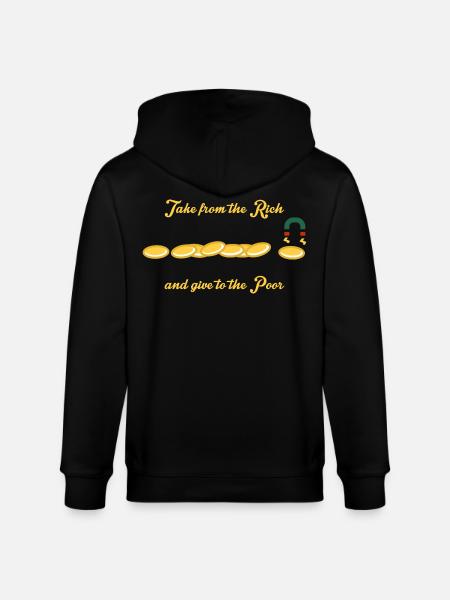 Tómalo de los ricos y dáselo a los pobres - Chaqueta con capucha ecológica unisex CULTIVATOR de Stanley/Stella - negro