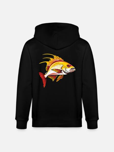 Red and golden fish - Stanley/Stella CULTIVATOR  Unisex Organic Hooded Jacket - black